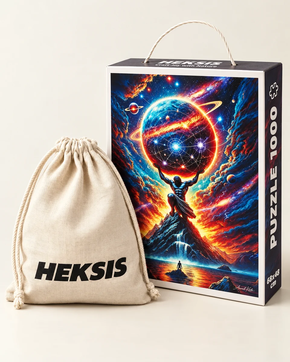 Atlas — caja de puzle Heksis con bolsa de algodón