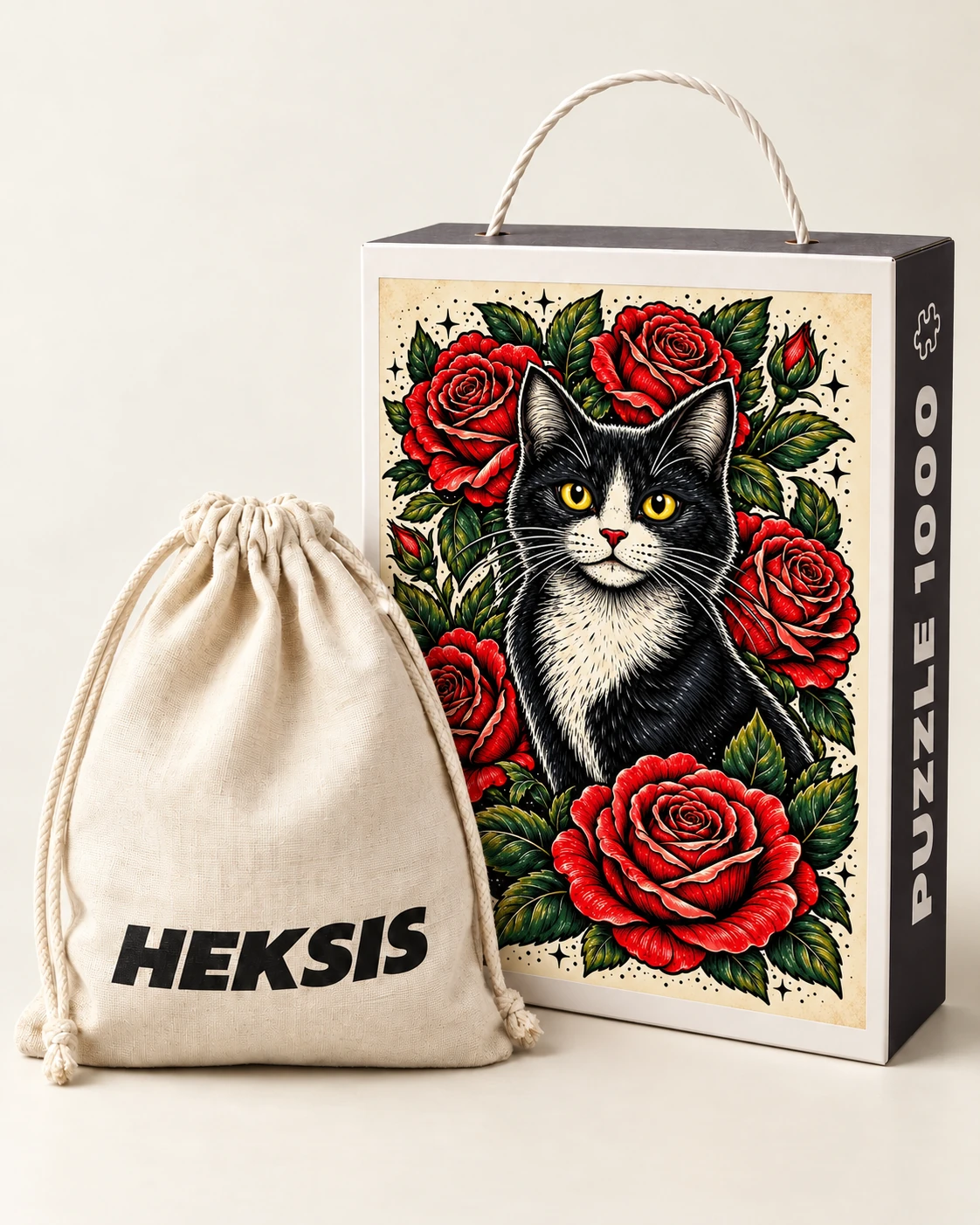 Roselyn — caja de puzle Heksis con bolsa de algodón