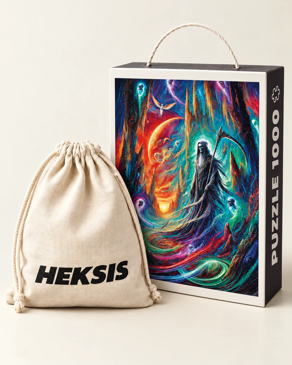 Thanatos — caja de puzle Heksis con bolsa de algodón