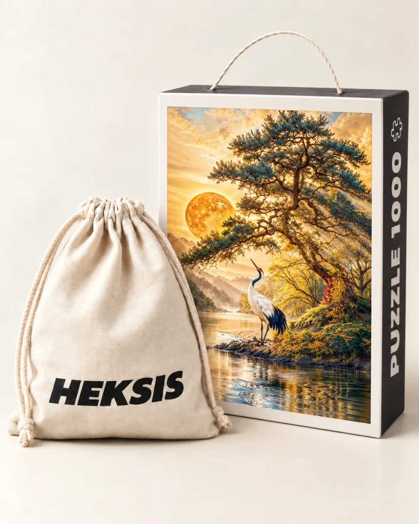 Tsuru — caja de puzle Heksis con bolsa de algodón