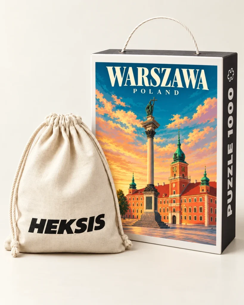 Varsovia — caja de puzle Heksis con bolsa de algodón